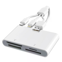 Rocketek AP554 4 in 1 SD/TF/MS/XD Kaartlezer 480Mbps USB A/USB C/iP Interface Plug and Play voor iPhone Android Windows