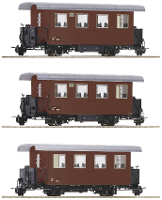 Roco 34103 H0e set van 3 smalspoorpersonenrijtuigen van de ÖBB