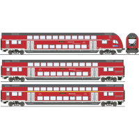 Roco 6220144 H0 3 delige set dubbeldekswagons van de DB AG