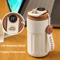 Roestvrijstalen 316 slimme thermosbeker met intelligent temperatuurdisplay 450 ml capaciteit Perfecte kantoorkoffiemok D