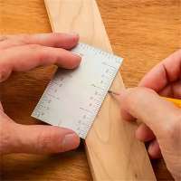 Roestvrijstalen vierkante randlat Compact meetinstrument 8,9 x 5 cm Draagbare metrische en inchmarkeringen Professionele