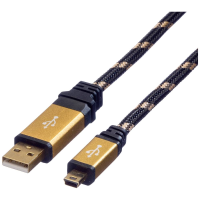 ROLINE GOLD USB 2.0 Kabel, type A   5 Pin Mini, 0,8 m