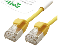 ROLINE GREEN F/UTP DataCenter Patchkabel Cat.6A (Class EA), LSOH, extra dun, geel, 0,3 m