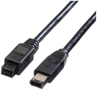 ROLINE IEEE 1394b / IEEE 1394 Kabel, 9/6polig, zwart, 1,8 m