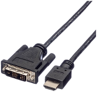 ROLINE Monitorkabel DVI (18+1)   HDMI, M/M, zwart, 3 m