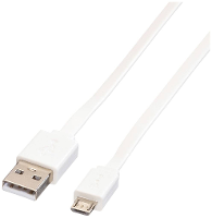 ROLINE USB 2.0 Kabel, USB A Male   Micro USB B Male, wit, 1 m