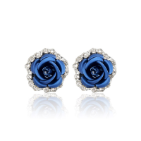 Rose Flower Crystal Rhinestone Ear Stud Earrings Women Jewelry