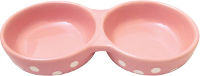 Rosewood Duo Voerbak S Roze / Polkadot 10 Cm