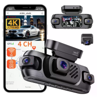 ROSOTO A6709 4 kanaals opname 4K 3 inch scherm aut DVR dash cam GPS WiFi HD nachtzicht G sensor bewegingsdetectie