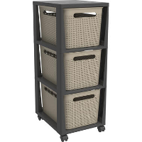 Rotho Brisen Ladekast 3 x 16L met wieltjes   cappuccino