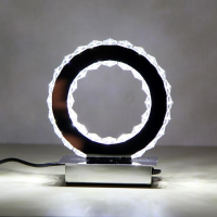Round Led Crystal Table Lamp Modern Diamond Ring Desk Light Lighting
