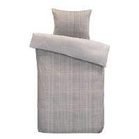 Royal dekbedovertrek Olivia ruiten   taupe   140x220/250 cm   Leen Bakker