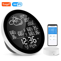 RSH SWS001 Tuya Smart WiFi Weerstation Thermometer Hygrometer Meter Zwart wit LED Digitaal display APP Afstandsbediening