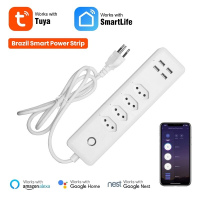 RSH Tuya Brazilië WiFi Smart Power Strip met 4 Outlets 4USB poorten 1.4M Verlengsnoer Voice werkt met Alexa Google Home