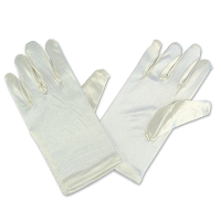 Carnaval verkleed handschoenen voor kinderen   satijn wit   polyester