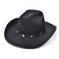 Carnaval verkleed hoed voor een cowboy   met studs   zwart   polyester   heren/dames
