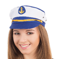 Carnaval verkleed pet kapitein/zeeman   blauw/wit   volwassenen  one size