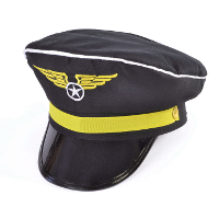 Carnaval verkleed piloten pet/hoed   zwart   voor volwassenen   one size