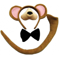 Carnaval verkleed set aap   diadeem/strik/snuit/staart   bruin   voor kinderen   dieren