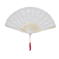 Handwaaier/Spaanse waaier van kant   wit/goud   polyester   40 cm