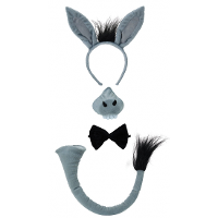 Verkleed accessoire set ezel   met geluid   dieren thema verkleedset   4 delig