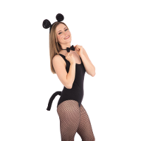 Verkleed set muis   3 delig   zwart   verkleed accessoires