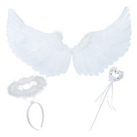 Ruhhy verkleedaccessoires Engel   wit   vleugels   60 x 34 cm   diadeem   toverstaf
