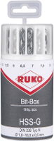 RUKO 214225 HSS G Metaal spiraalboorset 19 delig DIN 338 Cilinderschacht 1 set(s)