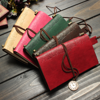 Ruler Clock Vintage Pu Leather Bound Notebook Travel Journal Diary