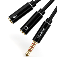 SAMZHE Oortelefoon Splitter 3.5Mm Jack Stereo Audiokabel Adapter Male naar 2 Vrouwelijke Y splitter Oortelefoon Verlengs