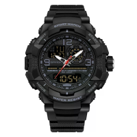 SANDA Heren Dual Display Kwartshorloge Sporthorloge,Wecker Dag Weken Multifunctioneel Luminous Horloge,Ideale Keuze Voor