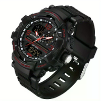SANDA Heren Dubbele Display Sport Digitale Horloge Wekker Dag Weken Multifunctionele Luminous Horloge