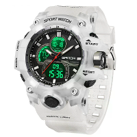 SANDA Heren Dubbele Display Waterdichte Digitale Horloges Buitensport Horloges Beweging met Luminous,Stopwatch,Countdown