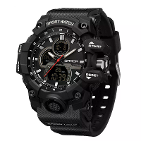 SANDA Heren Elektronisch Horloge Dubbele Weergave Waterdicht Quartz Horloge Mode Buitensport Polshorloges Beweging met L