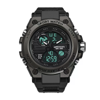 SANDA Mannen Sport Dubbele Weergave Horloge Buiten Waterproof Luminous Datum Week Multifunctionele Digitale Polshorloge