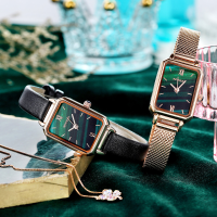 SANDA P1049 groene wijzerplaat zwarte sterrenhemel Sky mesh lederen band mode damesjurk quartz horloge