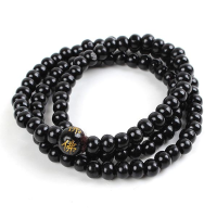 Sandalwood Buddha Buddhist Prayer Bead Black Bead Bracelet Necklace