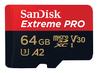 SanDisk Extreme PRO microSDXC kaart 64 GB Class 10, UHS I, v30 Video Speed Class Schokbestendig, Waterdicht