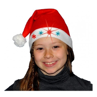 Kerstmuts   met lampjes   rood   voor kinderen   kerstaccessoires?