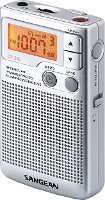 Sangean Pocket 250 FM Zakradio Middengolf, FM Zilver