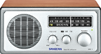 Sangean WR 1 Walnuss FM Tafelradio Middengolf, FM Hout