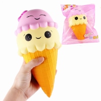 Sanqi Elan Squishy Ice Cream Cone Jumbo 22cm Slow Rising With Packaging Collection Gift Soft Toy