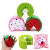Sanqi Elan Squishy Watermelon Kiwi Fruit Cake Slow Rising 12s With Packaging Collection Gift Decor