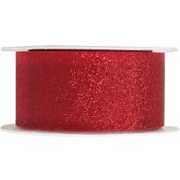 1X Hobby/decoratie rode sierlinten met glitters 3 cm/30 mm x 5 meter