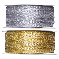 2X Hobby/decoratie metallic zilver en goud sierlinten 3 mm x 25 meter