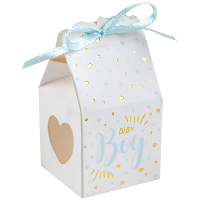 Cadeaudoosjes baby boy   Babyshower bedankje   6x stuks   wit/blauw   4 cm   zoon
