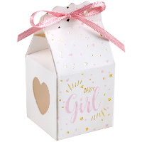 Cadeaudoosjes baby girl   Babyshower bedankje   6x stuks   wit/roze   4 cm   dochter