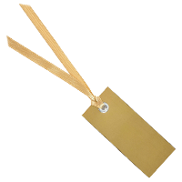 Cadeaulabels met lintje   set 12x stuks   goud   3 x 7 cm   naam tags