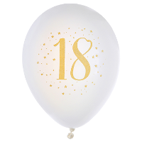 Verjaardag leeftijd ballonnen 18 jaar   8x   wit/goud   23 cm   Feestartikelen/versieringen