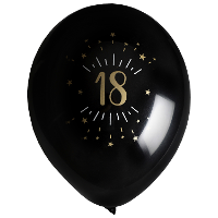Verjaardag leeftijd ballonnen 18 jaar   8x   zwart/goud   23 cm   Feestartikelen/versieringen